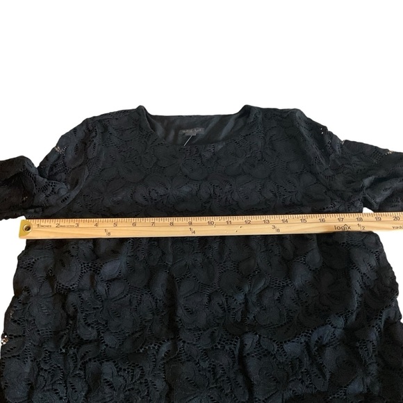 J Jill Wearever Black Floral Lace Overlay Quarter Sleeve - Picture 7 of 9